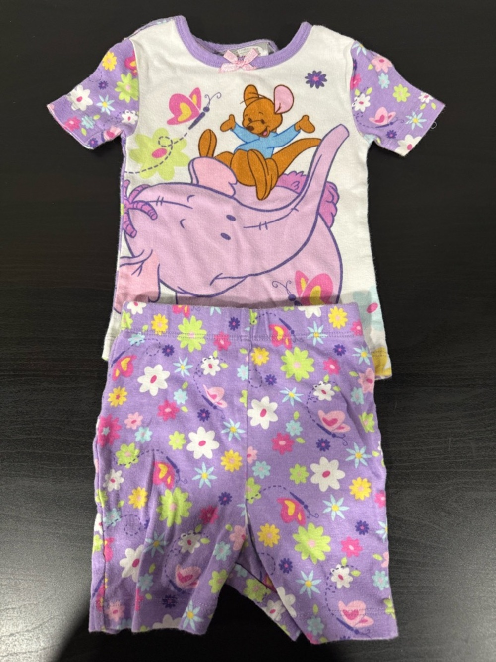 Vintage Disney Winnie the Pooh Purple Floral Pajama Set